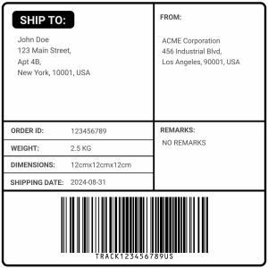 Paper Barcode Integrated Shipping Label, Color : White ( Base )
