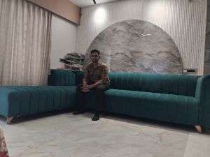 SI Furniture Plywood Velvet Wooden Sofa Set On Demand