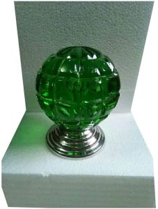 PQG Emerald Dark Green Crystal Railing Ball with Round Steel Base