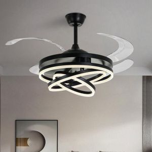PQG Nehza Black Rings Ceiling Fan Chandelier