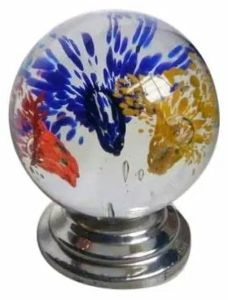 PQG Tri-Colored Crystal Railing Ball with Steel Base