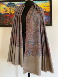 Woolen Embroidered Kashmiri Pashmina Shawl, Color : Multicolor