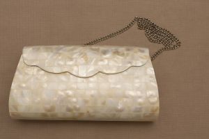 White Mother OF Pearl Inlay Clutch Bag