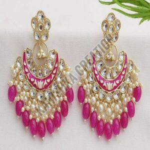 Shiny Beads Beautiful Pink Imitation Earrings