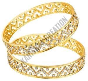 Metal Polished Party Wear Golden Artificial Bangle Set