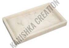 Polished Rectangle White Marble Tray for Decorative Or Serving Purposes