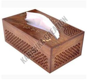 Rectangular Wooden Tissue Box, Color : Brown