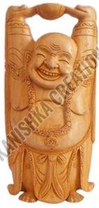 Wooden Laughing Buddha Statue, Packaging Type : Box for Decorative