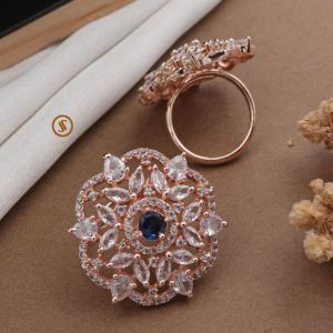 Polished American Diamond Rose Gold Rings Wedding, Party