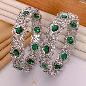 Green American Diamond Bangles