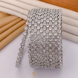 Polished Silver American Diamond Bangles Standard Party Wear