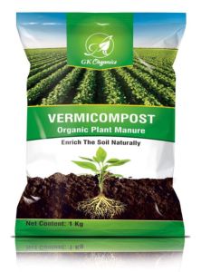 GK Organics Vermicompost Fertilizer (1 Kg), Color : Black