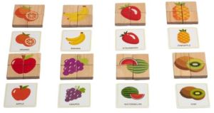Wooden Fruits Puzzles with Flash Cards for Kids