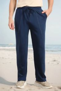 Mens Navy Blue Loose Fit Cotton Joggers