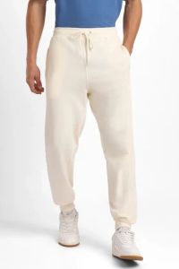 Mens Off White Zip Pocket Cotton Joggers