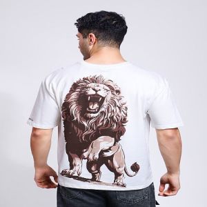 Stay Wild Printed Mens White Oversized T-Shirt