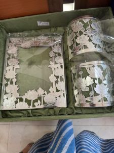 Silver Plated Frame and Jar Set