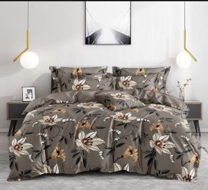 Midnight Bloom Charcoal & White Floral Cotton Comforter Set