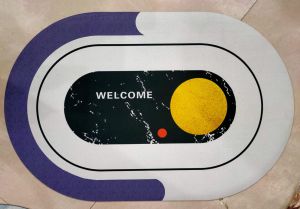 Oval Abstract Velvet Grip Welcome Mat for Entryway, Indoor Threshold