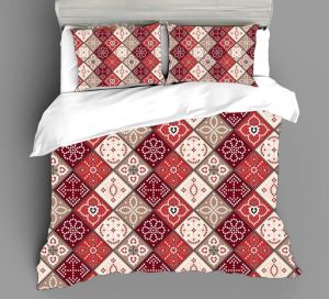 Red Mosaic Cotton Comforter Set