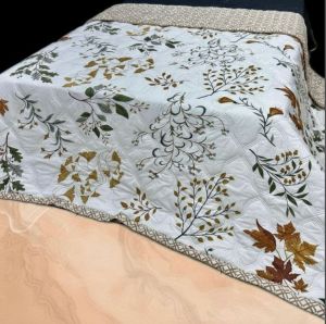 White & Green Premium Ultrasonic Double Bed Reversible Comforter