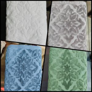 White Ornate Floral Cotton Bath Towel Set