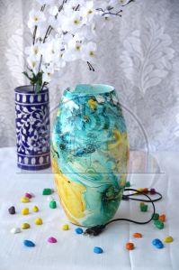 12 Inch Marble Dholak Table Lamp, Color : White