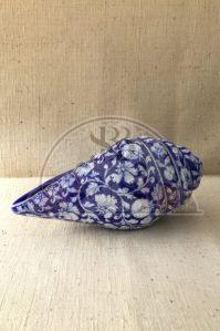 Blowing Ceramic Pooja Shankh, Color : Blue