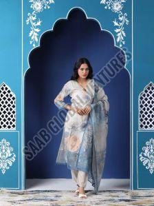 Blue Blossom Thread Work Suit