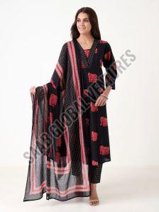 Breathable Cotton Grace Ele Anarkali Suit, Brand Name : Varnnan