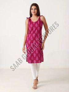 Printed Maroon Dori Cotton Kurti, Brand Name : Varnnan