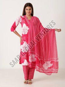 Varnnan Printed Petal Shine Cotton Suit Party Wear