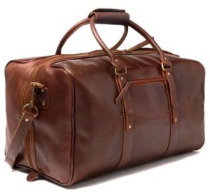 Plain Unisex Leather Duffel Bags Standard for Travel