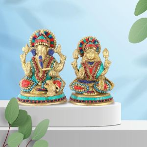 Blessing Brass Laxmi Ganesh Statue