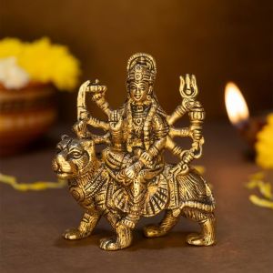 Brass Goddess Sherawali Mata Idol
