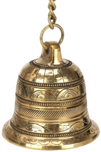 Polished Brass Hanging Bell, Color : Golden