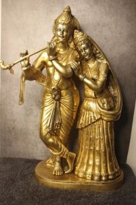 Polished Brass Radha Krishna Idol