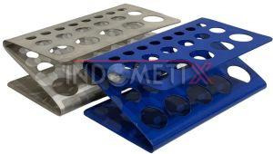 Polished Aluminium Test Tube Rack, Color : Blue & Grey for Laboratory