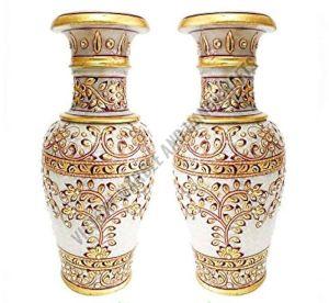 Painted Polished Decorative Marble Flower Pots, Color : Multicolor