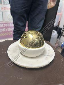 Polished Marble and Brass Aroma Diffuser, Stone Form : Solid