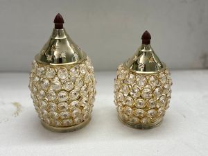 Home Decorative Brass Crystal Diya