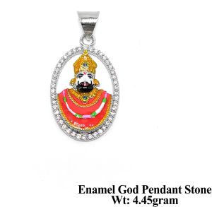 Polished 92.5 Silver Enamel God Pendant Stone, Packaging Type : All