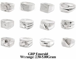 925 Silver GRP Emerald Stone Rings