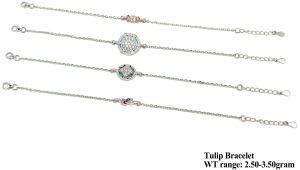 Sunbera 92.5 Silver Tulip Bracelets, Color : White