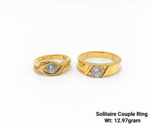 92% New Design Gold Solitaire Couple Ring