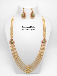 Polished Gold Peacock Earrings Mala Set, Brand Name : Sunbera