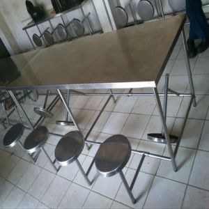 Polished Plain Stainless Steel Cafeteria Table, Shape : Rectangle