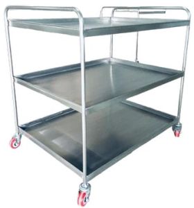 Glossy Stainless Steel Kitchen Trolley, Color : Silver