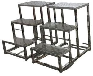 Polished Stainless Steel Step Ladder, Color : Grey