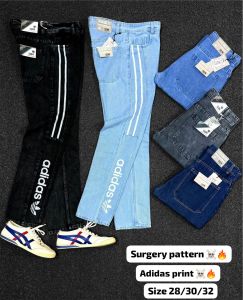 Unisex Adidas Print Denim Jeans